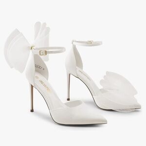 White Closed Toe Stiletto Pointed High Heel